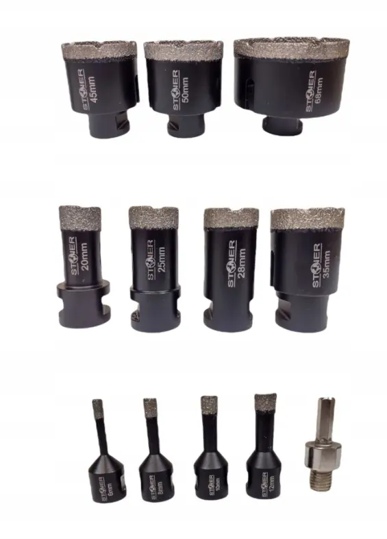otwornice diamentowe do gresu i betonu plus adapter