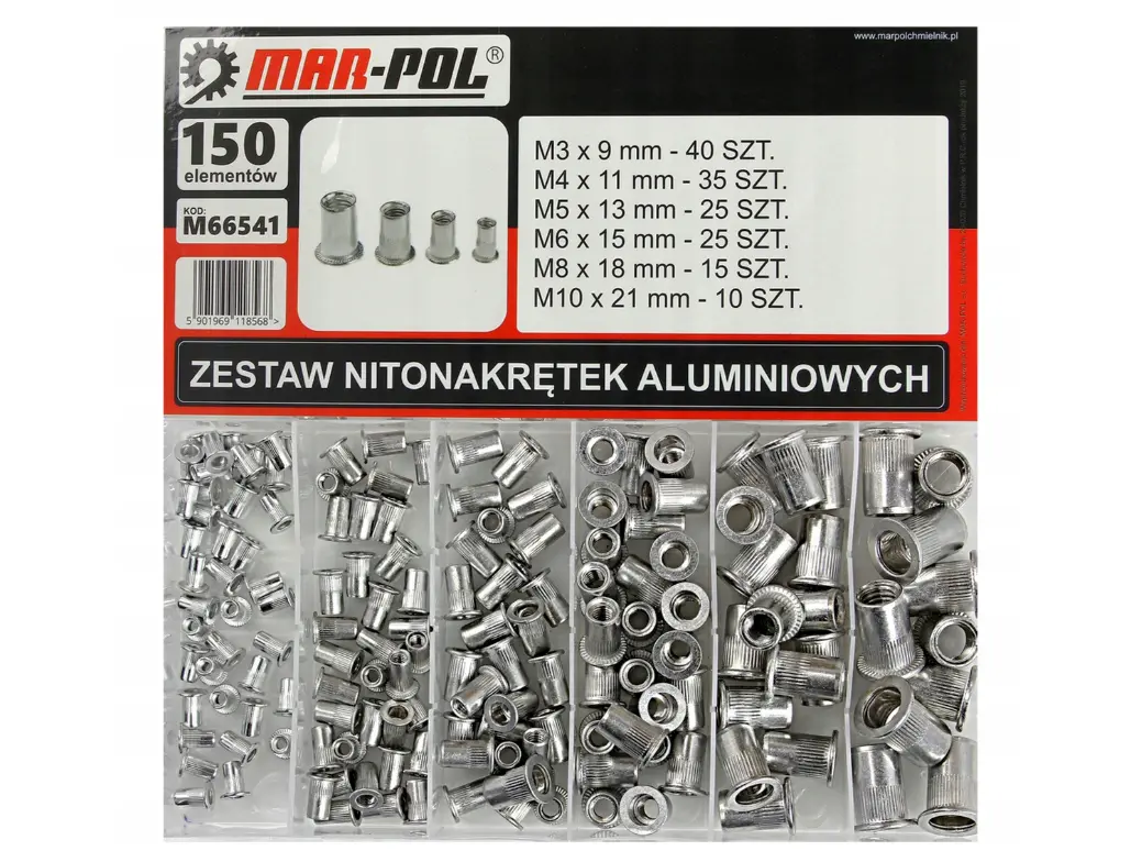 zestaw nitonakrętek aluminiowych