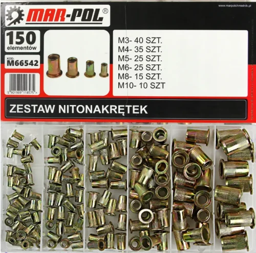 zestaw nitonakrętek stalowych